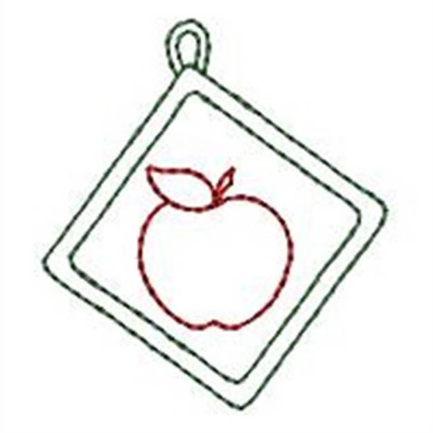 Picture of Apple Potholder Machine Embroidery Design