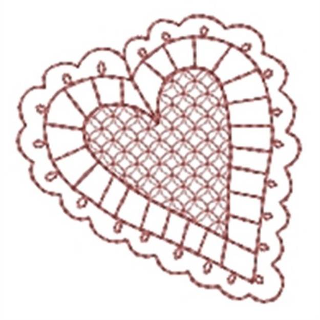 Picture of Fancy Heart Redwork Machine Embroidery Design