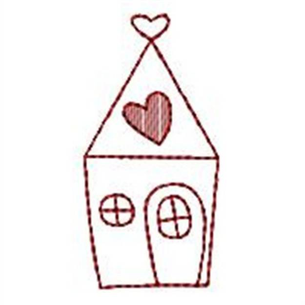 Picture of Redwork Village House Machine Embroidery Design