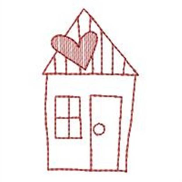 Picture of Redwork Village House Machine Embroidery Design