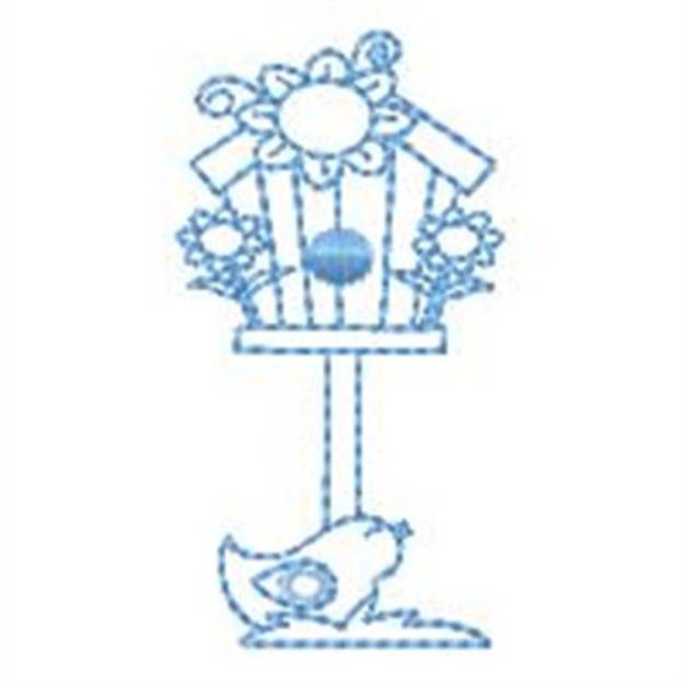 Picture of Birdhouse Redwork Machine Embroidery Design