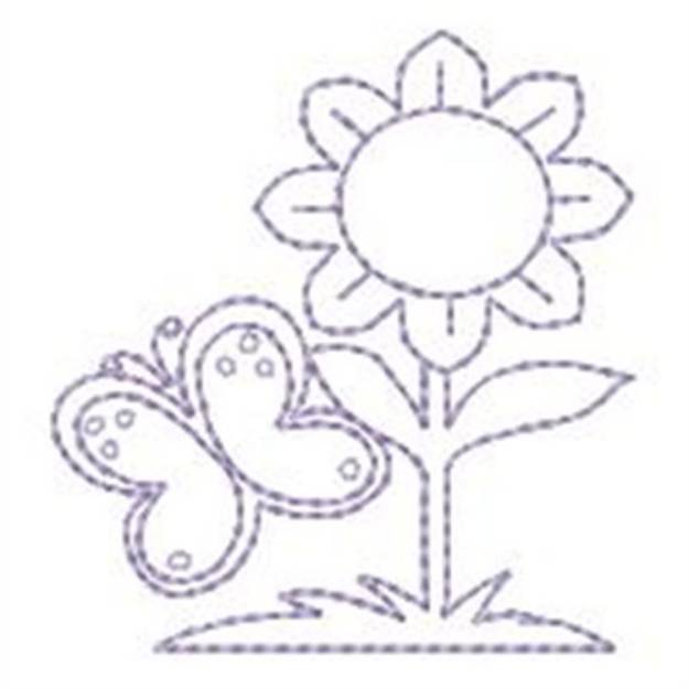 Picture of Flower & Butterfly Machine Embroidery Design