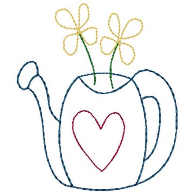 Picture of Floral Water Can Machine Embroidery Design
