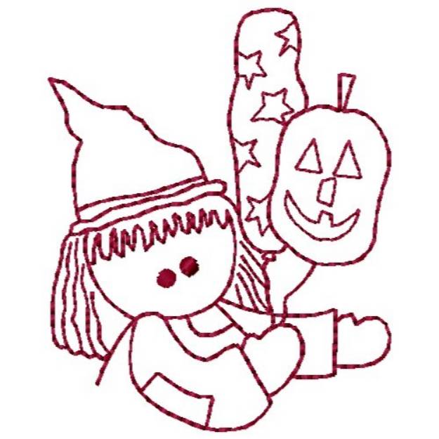 Picture of Halloween Redwork Machine Embroidery Design