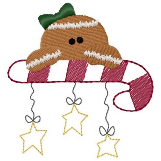 Picture of Gingerbread Candy Cane Machine Embroidery Design