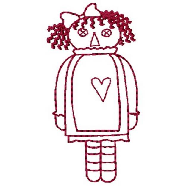 Picture of Redwork Doll Machine Embroidery Design