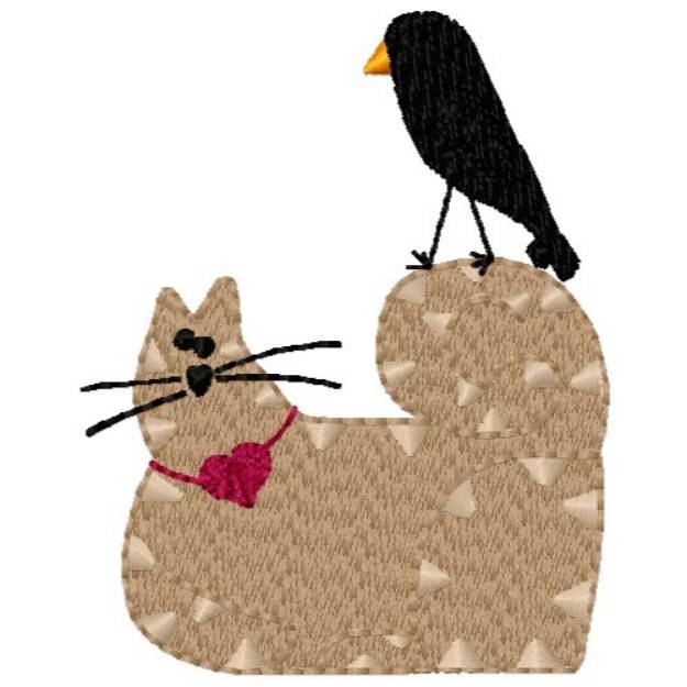 Picture of Cat & Bird Machine Embroidery Design