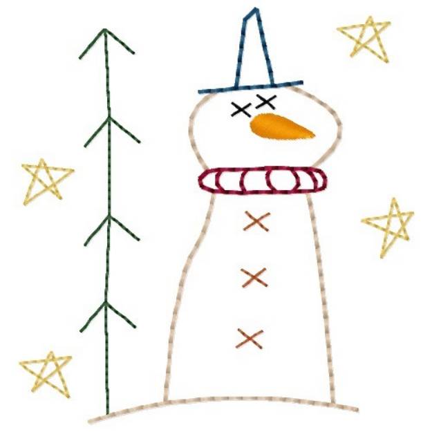 Picture of Primitive Snowman Machine Embroidery Design