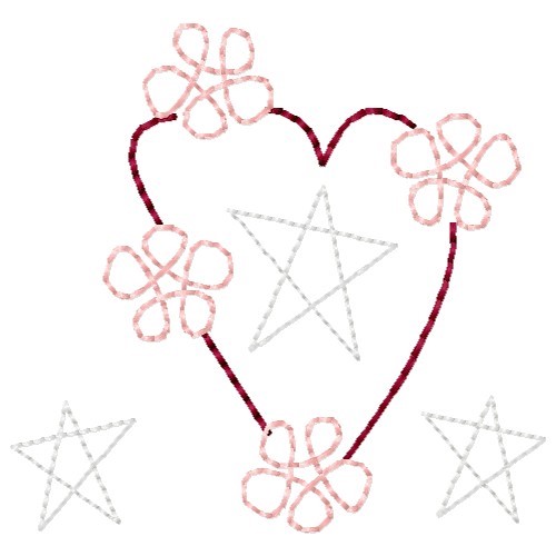 Primitive Heart Machine Embroidery Design
