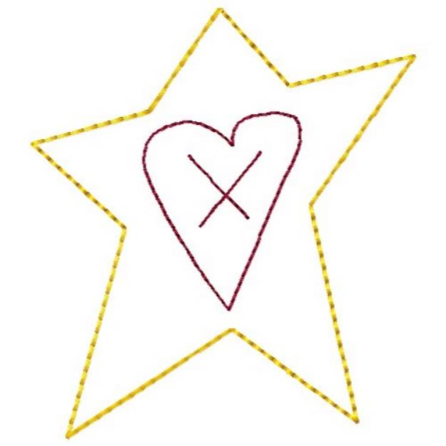 Picture of Heart Star Machine Embroidery Design