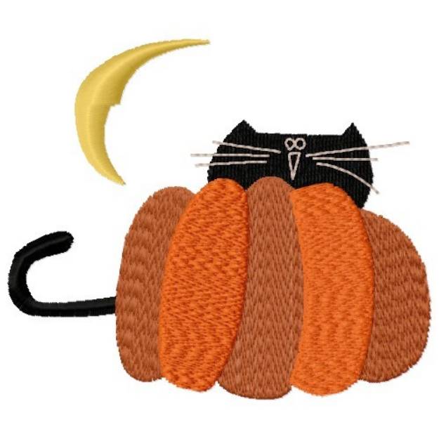 Picture of Pumpkin & Cat Machine Embroidery Design