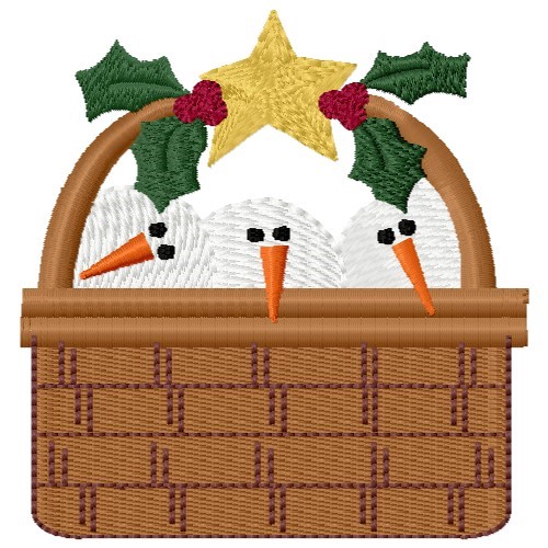 Snowman Basket Machine Embroidery Design