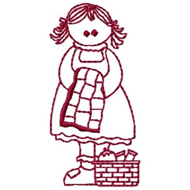 Picture of Girl Redwork Machine Embroidery Design