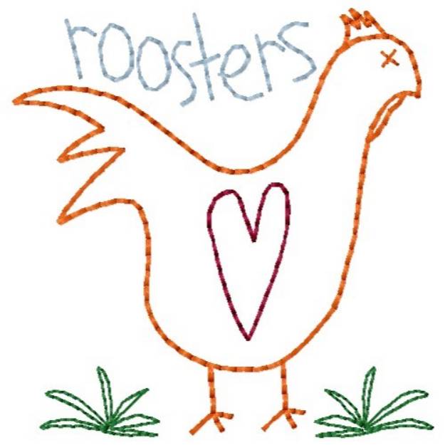 Picture of Roosters Outline Machine Embroidery Design