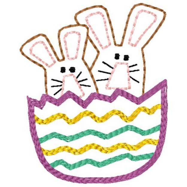 Picture of Rabbits In Egg Machine Embroidery Design