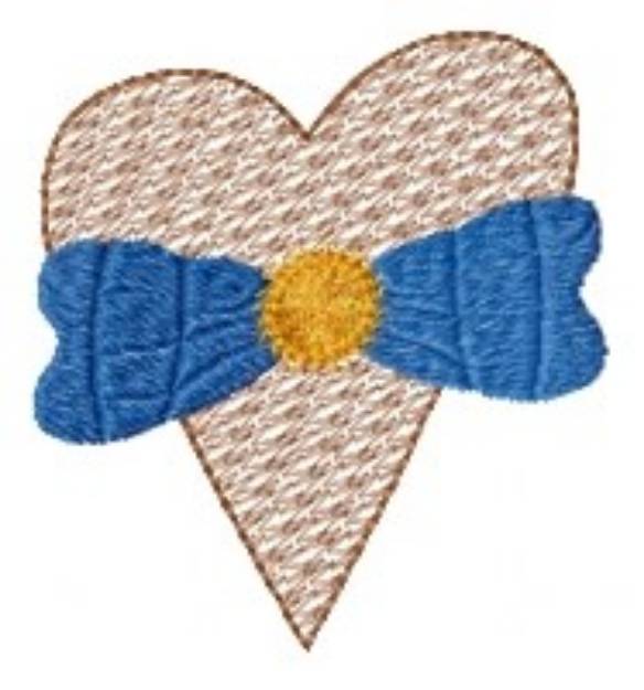 Picture of Bow Heart Machine Embroidery Design