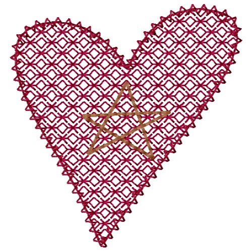 Star Heart Machine Embroidery Design