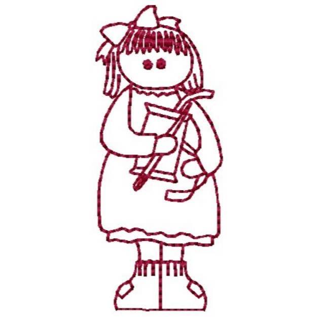 Picture of Redwork Sewing Girl Machine Embroidery Design