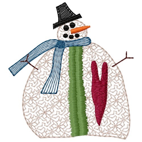 Snowman Folk Art Machine Embroidery Design