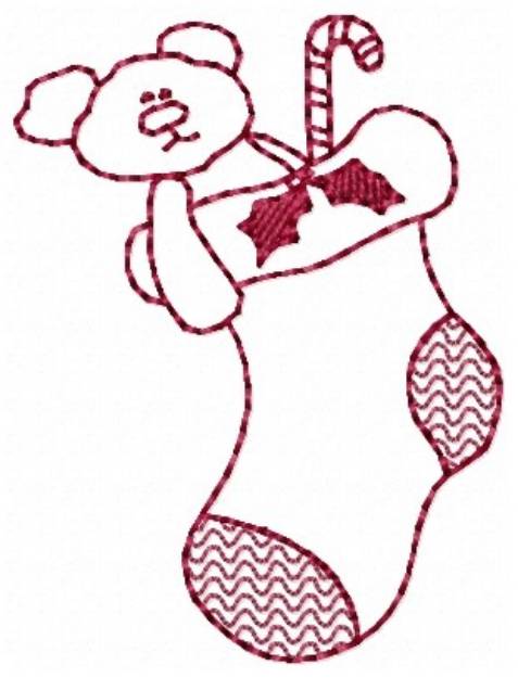 Picture of Stocking Redwork Machine Embroidery Design