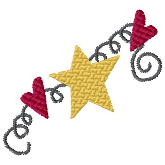 Picture of Hearts & Star Machine Embroidery Design