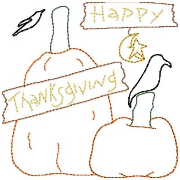 Picture of Happy Thanksgiving Machine Embroidery Design