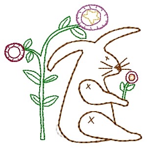 Primitive Bunny Machine Embroidery Design