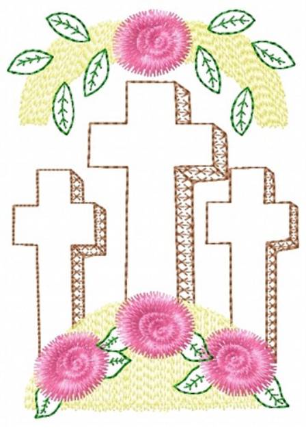 Picture of Cross & Roses Machine Embroidery Design