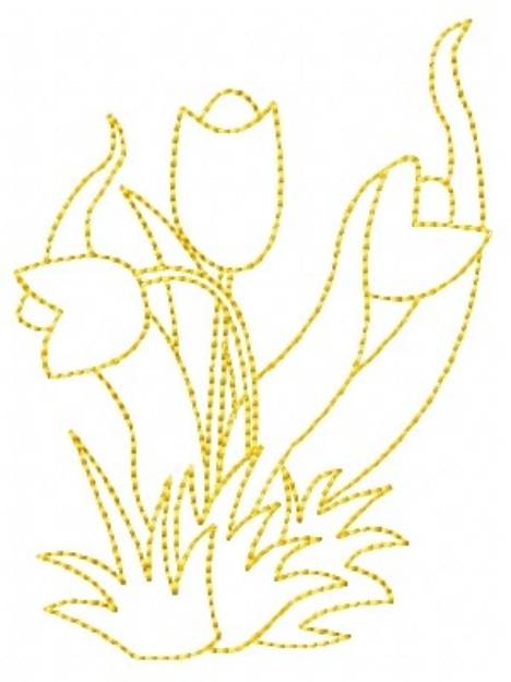 Picture of Tulips Outline Machine Embroidery Design