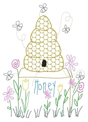 Bee Hive Machine Embroidery Design