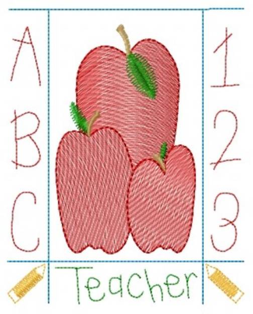 Picture of Teacher Apples Machine Embroidery Design