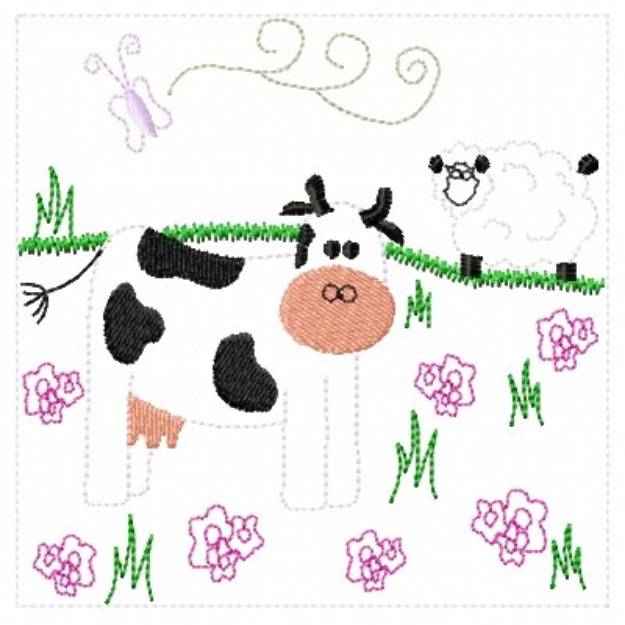 Picture of Sheep & Cow Machine Embroidery Design