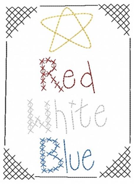 Picture of Red White Blue Machine Embroidery Design