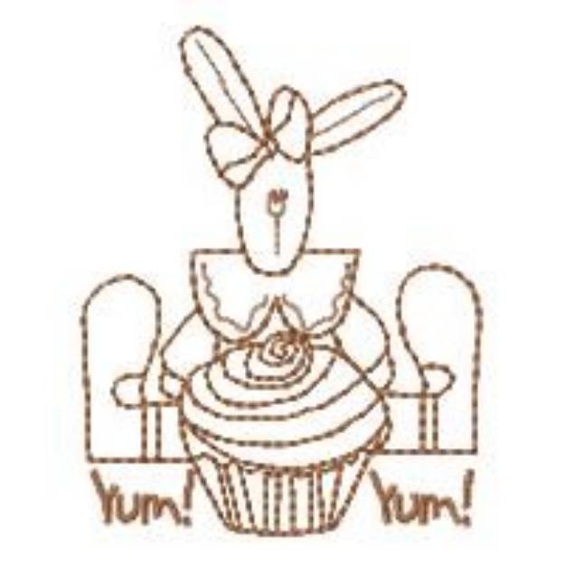 Picture of Bunny Cupcake Machine Embroidery Design