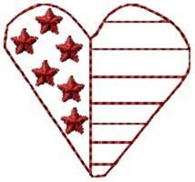 Picture of Patriotic Heart Machine Embroidery Design