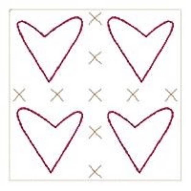 Picture of Primitive Hearts Machine Embroidery Design