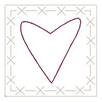Heart Block Outline Machine Embroidery Design