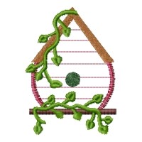 Vine Birdhouse Machine Embroidery Design