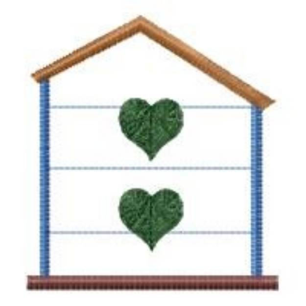 Picture of 2 Hearts Birdhouse Machine Embroidery Design