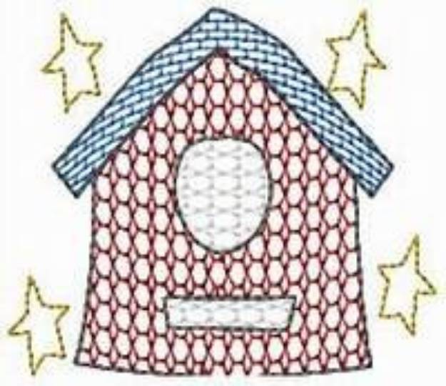 Picture of Patriotic Birdhouse Machine Embroidery Design