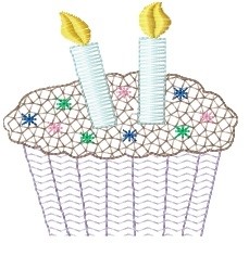 Birthday Cupcake Machine Embroidery Design
