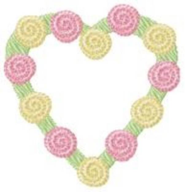 Picture of Rose Bud Heart Machine Embroidery Design