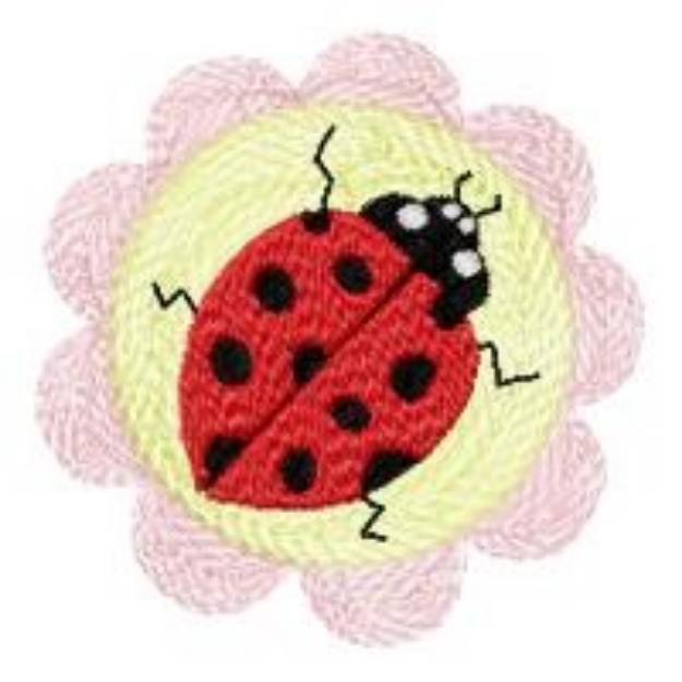 Picture of Flower Ladybug Machine Embroidery Design