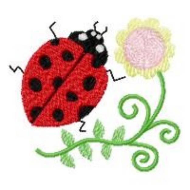 Picture of Ladybug Floral Machine Embroidery Design