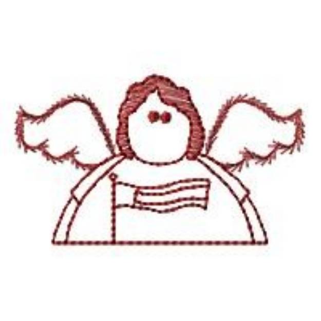 Picture of Flag Angel Machine Embroidery Design