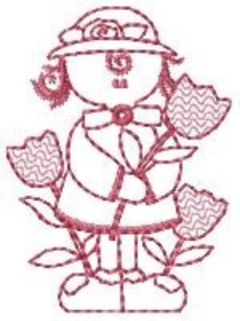 Picture of Tulip Girl Machine Embroidery Design