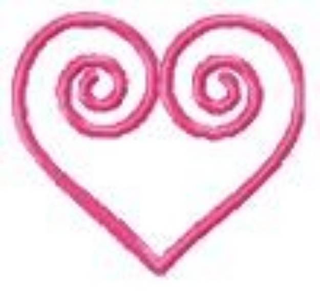 Picture of Curly Heart Machine Embroidery Design