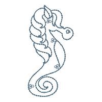 Cartoon Seahorse Outline Machine Embroidery Design