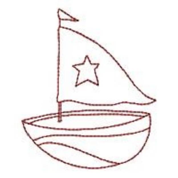 Picture of Redwork Sailboat Machine Embroidery Design