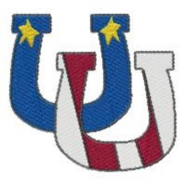 Picture of Patriotic Horse Shoes Machine Embroidery Design